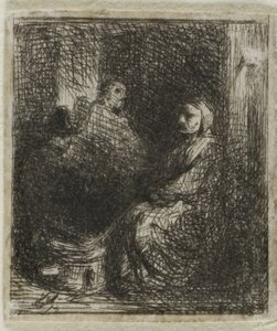 Žena prodávající smažené jídlo od Charles Emile Jacque