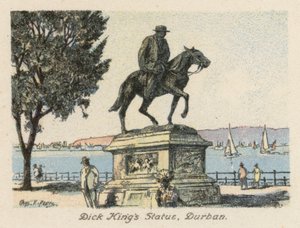 Jihoafrická republika: Socha Dicka Kinga, Durban (barevná litografie)