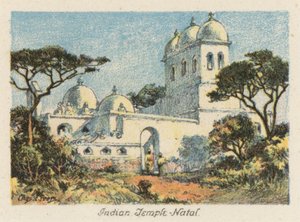 Jižní Afrika: Indický chrám, Natal (barevná litografie)