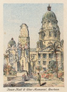 Jihoafrická republika: Radnice a válečný památník, Durban (barevná litografie) od Charles Ernest Peers