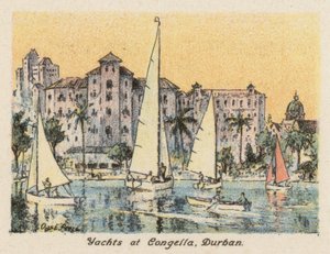 Jižní Afrika: Jachty v Congelle, Durban (barevná litografie) od Charles Ernest Peers