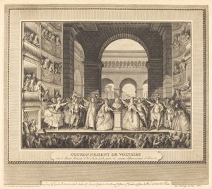 Korunovace Voltaira (Korunování Voltaira) od Charles Etienne Gaucher after Jean Michel Moreau