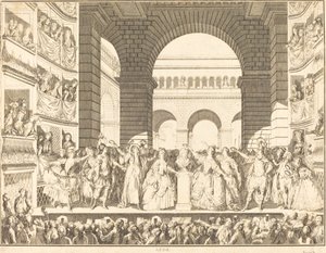 Korunovace Voltaira (Korunování Voltaira) od Charles Etienne Gaucher after Jean Michel Moreau