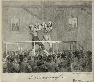 Angličtí boxeři (litho) od Charles Etienne Pierre Motte