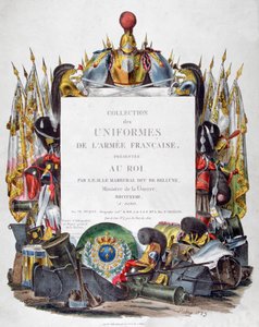 Frontispis sbírky uniforem francouzské armády představený králi v roce 1823. od Charles Etienne Pierre Motte