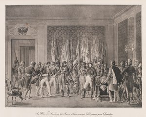 Maires of Paris přebírající vlajku Slavkova, začátek 19. století (litho) od Charles Etienne Pierre Motte