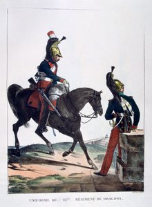 Uniforma 12. pluku dragounů, Francie, 1823.