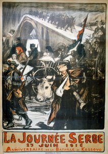 25. června 1916 - Den Srbska, francouzský plakát první světové války, 1916