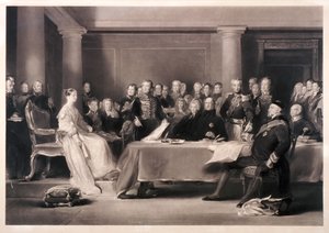 Královna Viktorie předsedající koncilu o jejím nástupu na trůn, 1846 od Charles Fox
