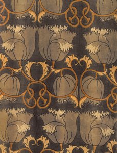 Vlčí máky, výrobce G.P. & J Baker, c.1888 (tištěný samet) (detail) od Charles Francis Annesley Voysey