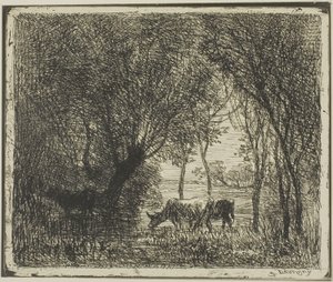 Krávy v lese od Charles Francois Daubigny