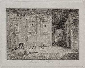 Interiér hostince od Charles Francois Daubigny