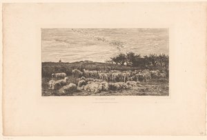 Krajina se stádem ovcí Parc à moutons, le matin (název na objektu) od Charles Francois Daubigny
