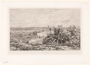 Krajina s odpočívajícím dobytkem mezi vinicemi Les vendanges. (název na objektu) od Charles Francois Daubigny