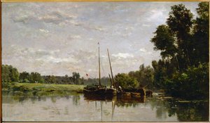 Les peniches - bárky ... od Charles Francois Daubigny