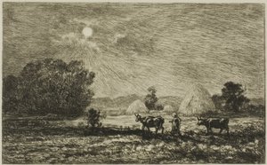 Měsíční svit ve Valmondois od Charles Francois Daubigny