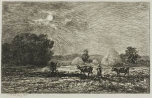 Měsíční svit ve Valmondois od Charles Francois Daubigny