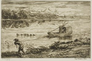Lodní chlapec tahá za lano (tahání za lano) od Charles Francois Daubigny