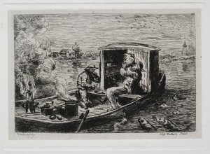 Výlet lodí: hltání nebo oběd na lodi, 1861. od Charles Francois Daubigny