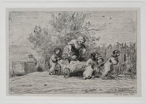 Výlet lodí: Dědictví vozíku (Děti s vozíkem) od Charles Francois Daubigny