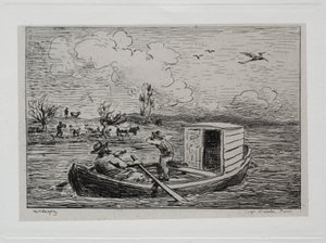 Výlet lodí: Le Mot de Cambronne (Slangový zápas) od Charles Francois Daubigny
