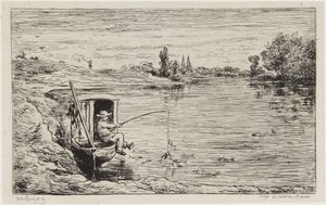 Plavčík při rybaření od Charles Francois Daubigny