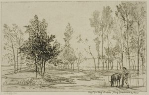 Osel u napajedla od Charles Francois Daubigny
