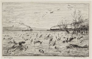 Ryby se radují z odjezdu plavčíka od Charles Francois Daubigny