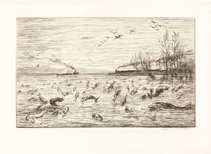 Ryba se raduje, když chalupník odejde (Rejouissances de poissons du depart du mo od Charles Francois Daubigny