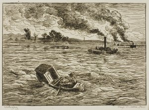 Steamboats (Steamy Harbor) od Charles Francois Daubigny