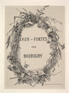 Wreath of Wildflowers, titul pro Eaux-Fortes par Daubigny, 1850. od Charles Francois Daubigny