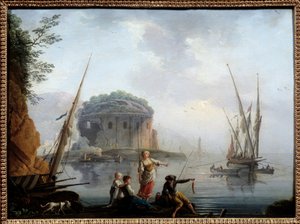 Marine Painting Charles Francois Grenier de la Croix dit Lacroix de Marseille (? -1782) 18. století Sun. 0,27x0,38 m Rouen, Muzeum výtvarných umění