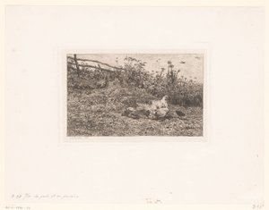 Kip klade kuikens Slepice a její kuřátka od Charles François Daubigny (attributed to)