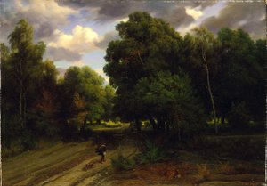 Rozcestí Orlí hnízdo, Fontainebleauský les od Charles Francois Daubigny