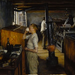 The Village Printing Shop, Haarlem, Nizozemsko od Charles Frederic Ulrich