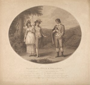 Rosalind, Celia a Orlando – „Jak se vám líbí“, dějství III, scéna II od Charles Gauthier Playter