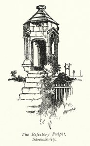 Kazatelna v refektáři, Shrewsbury (litografie)
