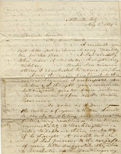 Dopis podepsaný C. Gibsonem [Charles Gibson], Atlantic City, guvernérovi Gambleovi [Hamilton R. Gamble], 2. srpna 1861 od Charles Gibson
