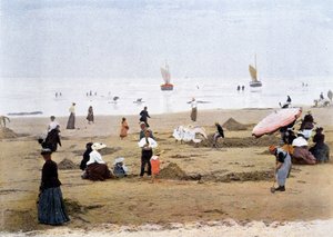 Při odlivu. Rytina Gillot, kolem roku 1900.