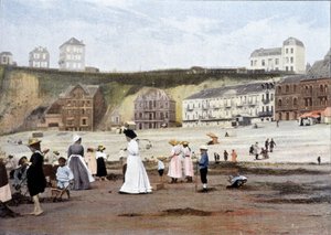 Na pláži. Rytina od Gillota kolem roku 1900.