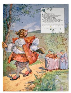 Žába, která chtěla být velká jako vůl, kolem roku 1900 (rytina)