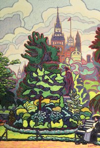 Zahrady podél Victoria Embankment od Charles Ginner