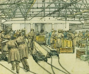 Továrna na plnění, Hereford od Charles Ginner