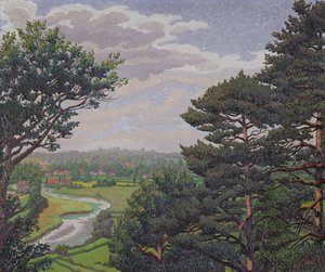 Řeka Avon, poblíž Salisbury (olej na plátně) od Charles Ginner