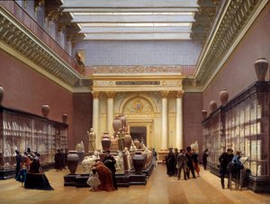 Pohled na Musee Napoleon III, terakotová místnost v Louvru, známá také jako galerie Campana Painting od Sebastiena Charlese Girauda (1819-1892) 1866 Sun. 0,97 x 1,3 m