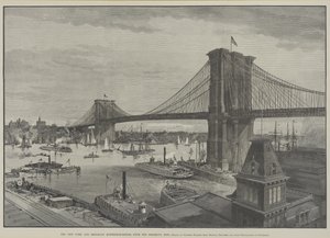 Visutý most v New Yorku a Brooklynu z Brooklyn Side, konec 19. století od Charles Graham
