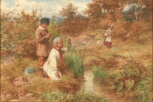 Stickleback Fishers (akvarel) od Charles Green
