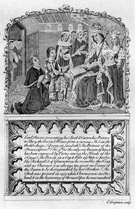 Earl Rivers představuje svou knihu králi Edwardu IV., c1477 koncem 18. nebo začátkem 19. století od Charles Grignion