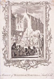Scéna upálení protestantů ve Smithfieldu, 16. století, c1760. od Charles Grignion