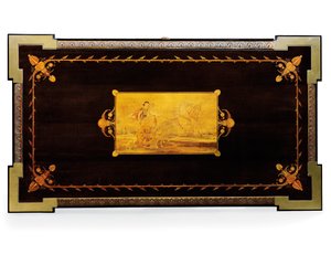 Stůl Napoleon III, navržený Jeanem Brandelym, intarzie E. Varlot, Paříž, kolem 1850-75 (ormolu, zlacená měď, eben a platan) od Charles Guillaume Diehl